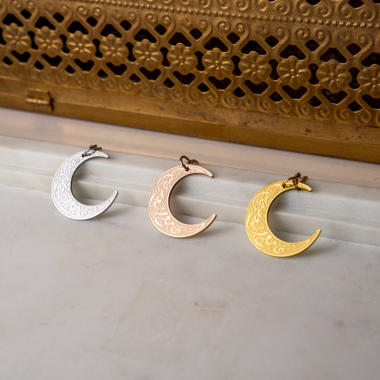 With Hardship Comes Ease Moon Necklace
